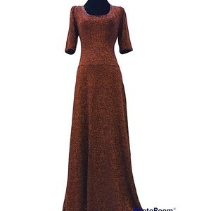 Vintage Rare LuLaRoe Color Changing Copper Purple Metallic Ribbed Maxi Dress